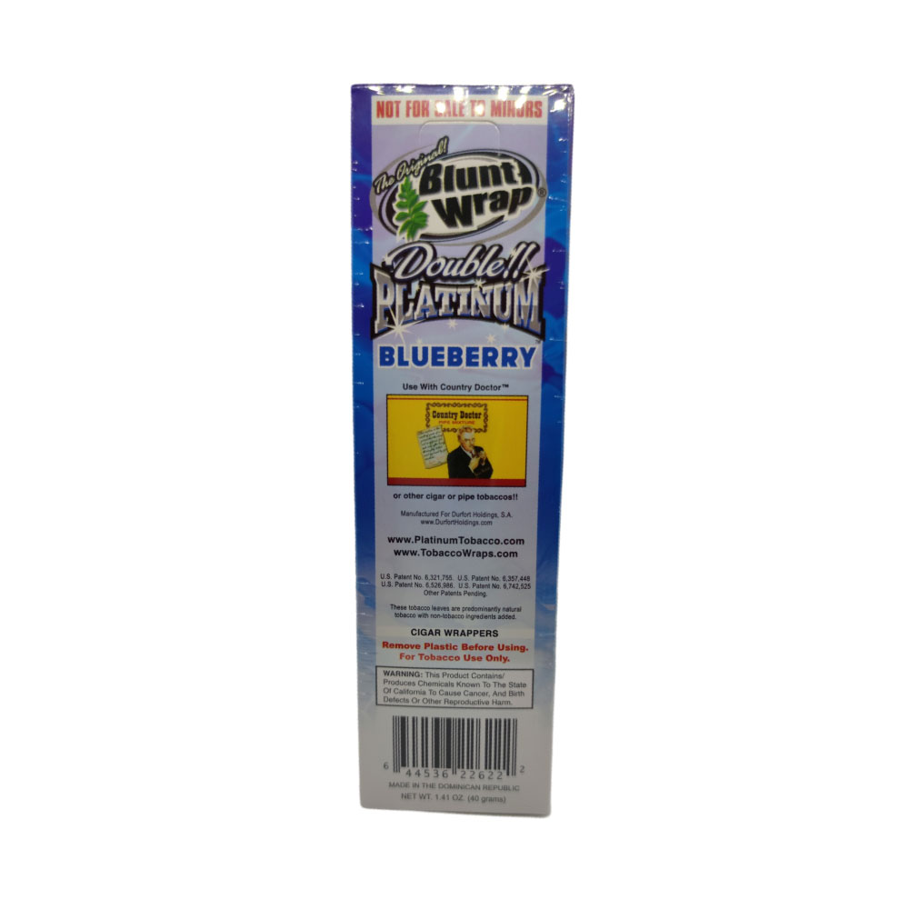 Papel para cigarrillo Blunt Wrap double Platinum Blueberry x 25 - Imagen 3