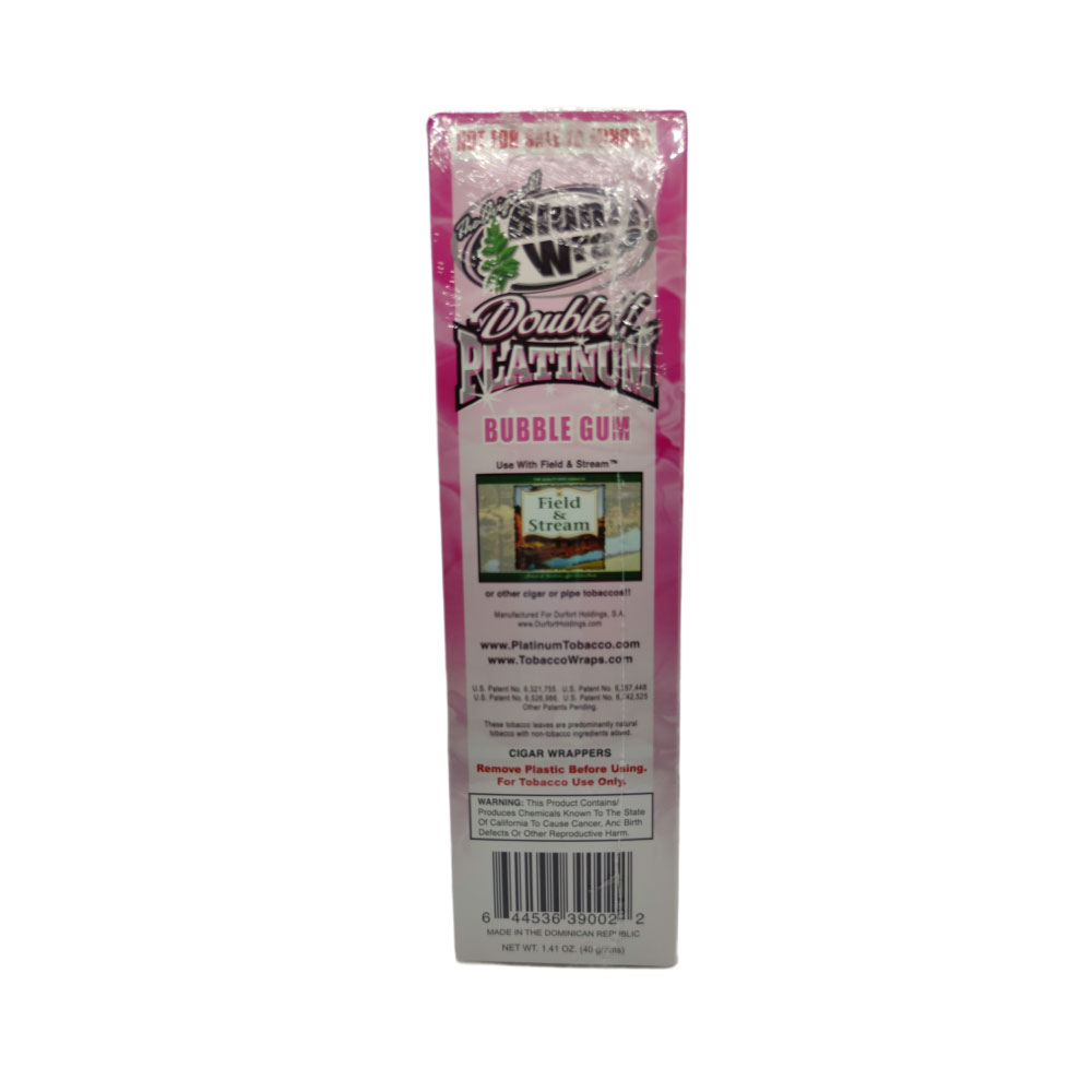 Papel para cigarrillo Blunt Wrap double Platinum Bubble Gum x 25 - Imagen 2