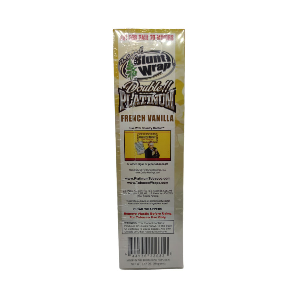 Papel para cigarrillo Blunt Wrap double Platinum French Vainilla x 25 - Imagen 3