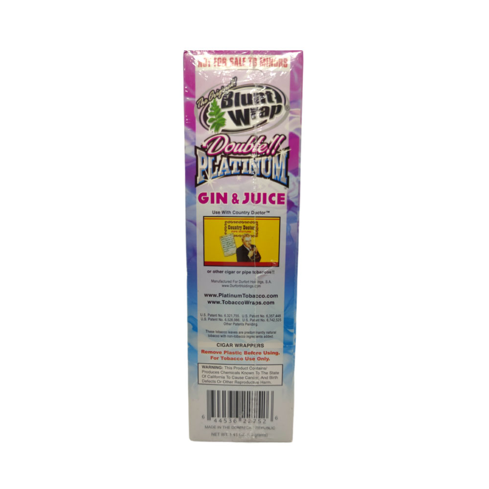 Papel para cigarrillo Blunt Wrap double Platinum Gin&Juice x 25 - Imagen 2