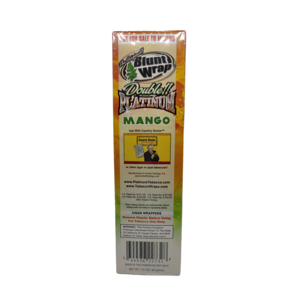 Papel para cigarrillo Blunt Wrap double Platinum Mango x 25 - Imagen 2