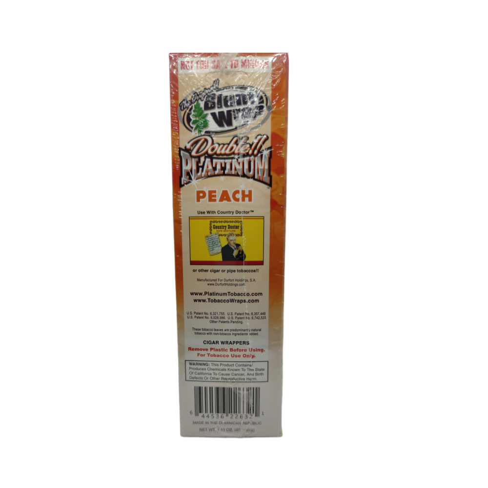 Papel para cigarrillo Blunt Wrap double Platinum Peach x 25 - Imagen 3