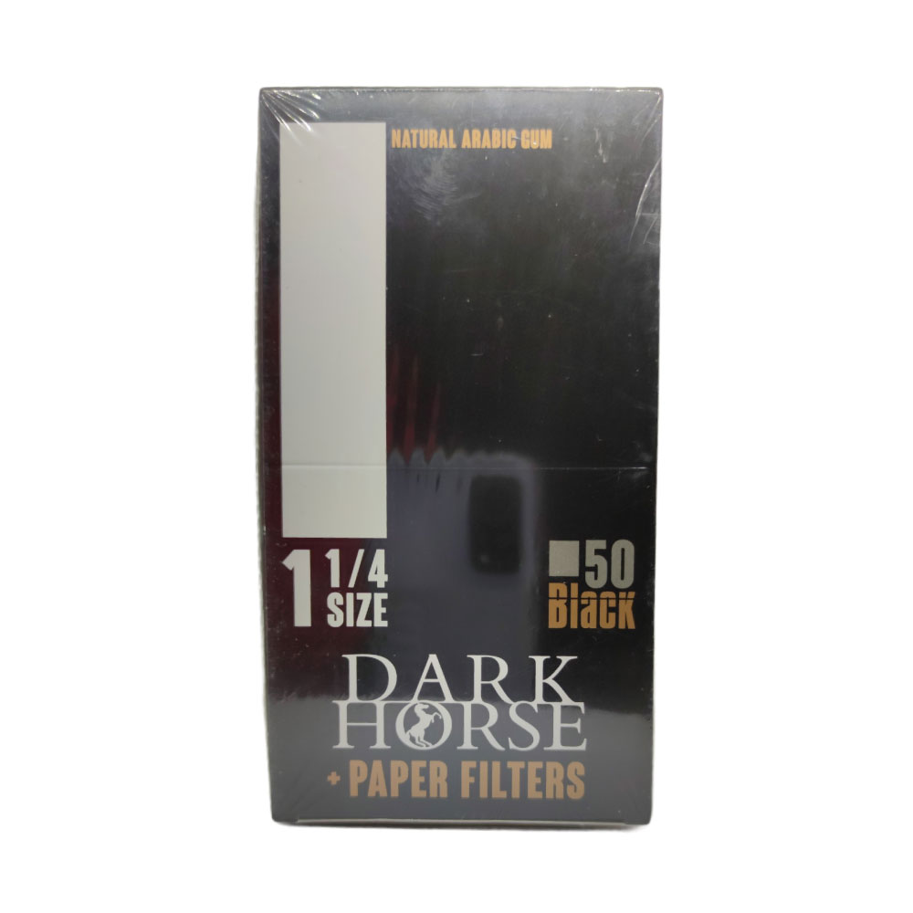 Papel para cigarrillo Dark Horse Black 1 1/4 x 24 + filtros x 24