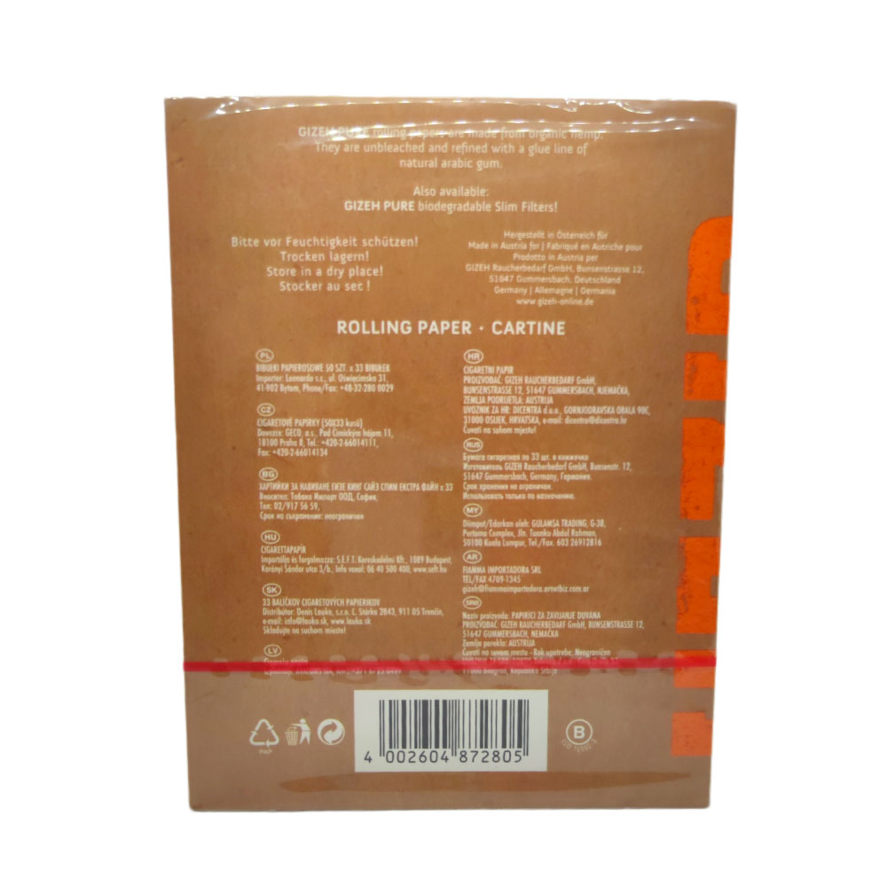 Papel para cigarrillo Gizeh King Size Orgánico Slim extra fine x 50 - Imagen 2