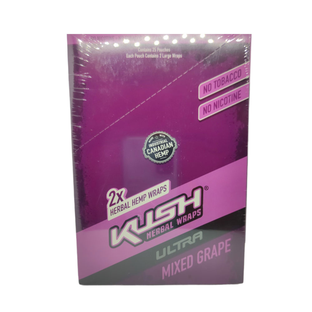 Papel para cigarrillo Kush Blunt Wrap Herbal Blend Grape x 25