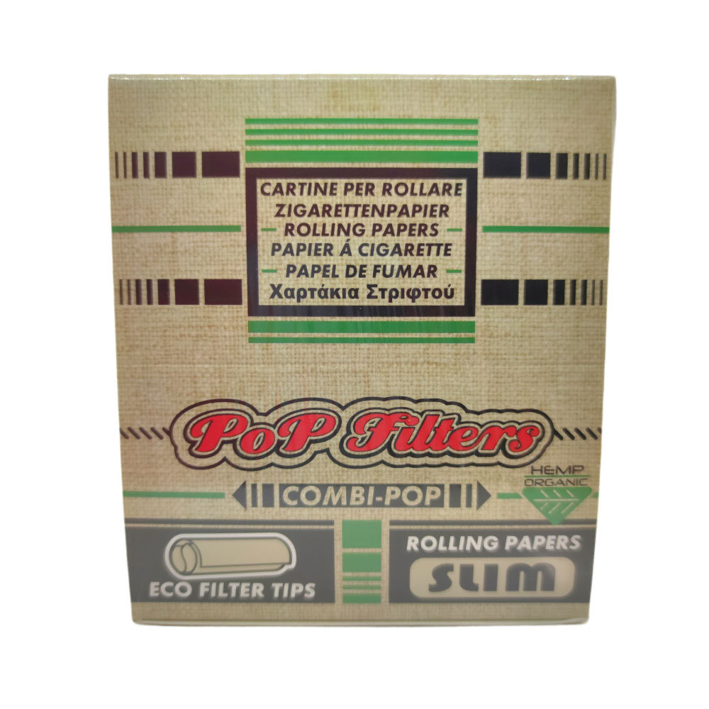 Papel para cigarrillo Pop Filters + Tips Slim Organico x 24