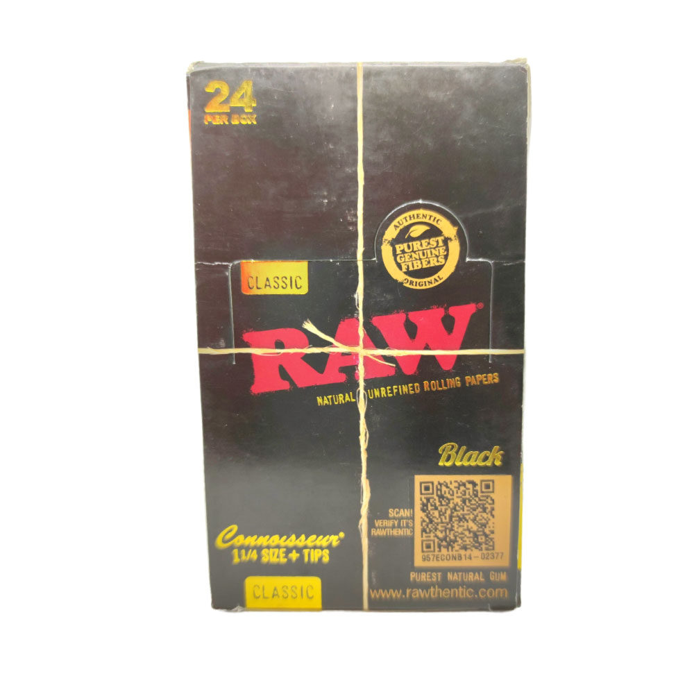 Papel para cigarrillo Raw Classic Black 1 1/4 + tips x 24 - Imagen 2
