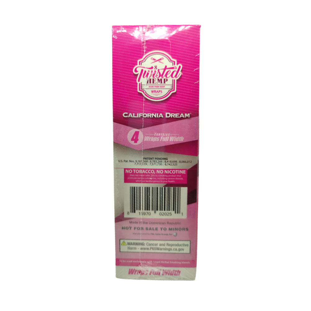 Papel para cigarrillo Twisted Hemp Wraps California Dream caja x 15 - Imagen 3