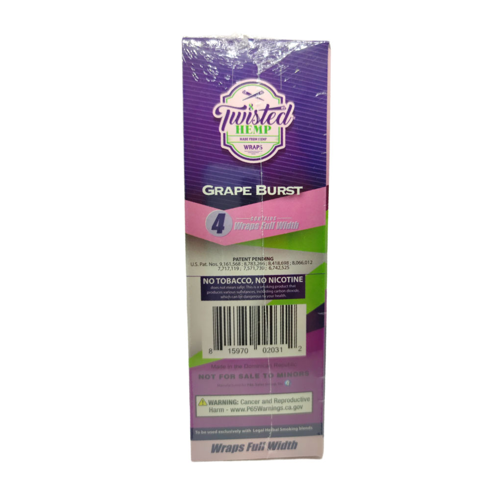 Papel para cigarrillo Twisted Hemp Wraps Grape Burst caja x 15 - Imagen 3