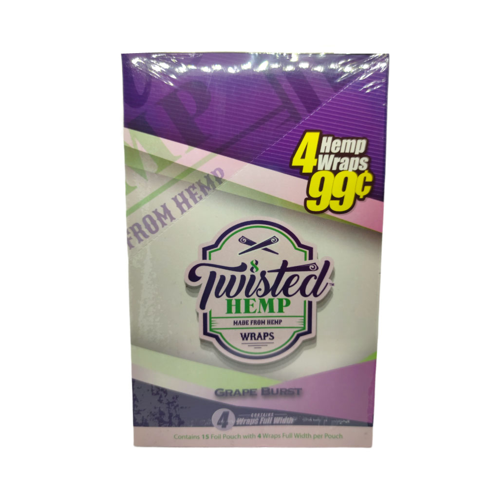 Papel para cigarrillo Twisted Hemp Wraps Grape Burst caja x 15