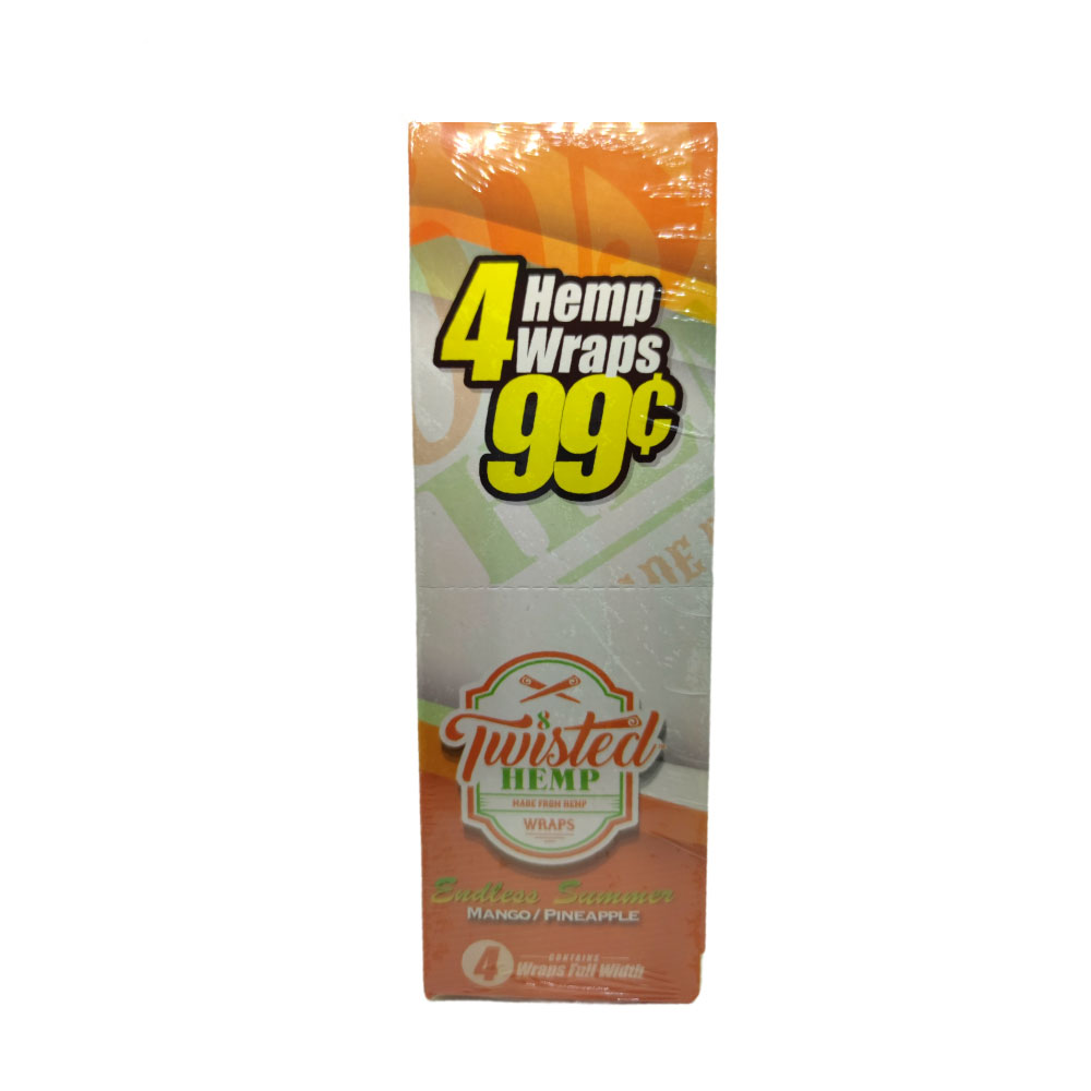Papel para cigarrillo Twisted Hemp Wraps Mango Pineapple caja x 15 - Imagen 2