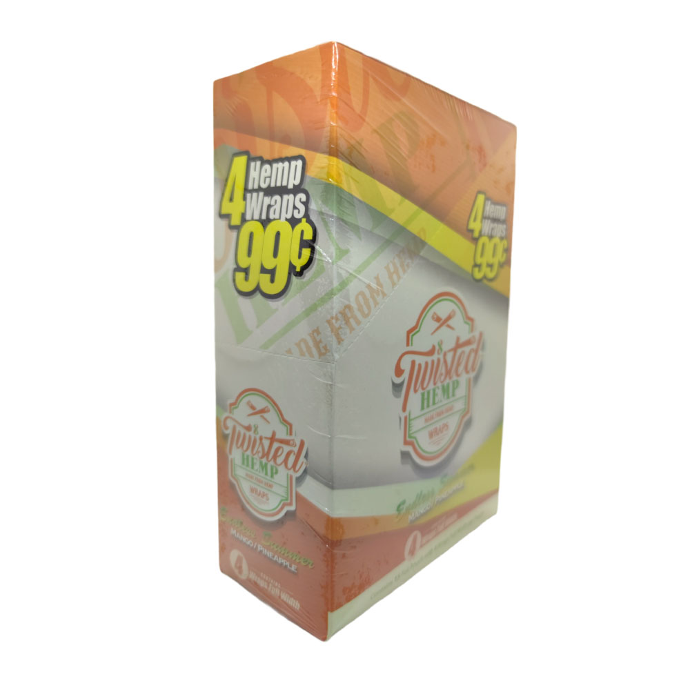 Papel para cigarrillo Twisted Hemp Wraps Mango Pineapple caja x 15 - Imagen 3