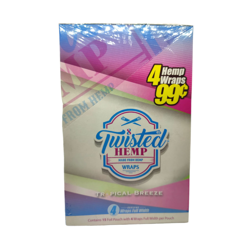 Papel para cigarrillo Twisted Hemp Wraps Tropical Breezex caja x 15 - Imagen 4