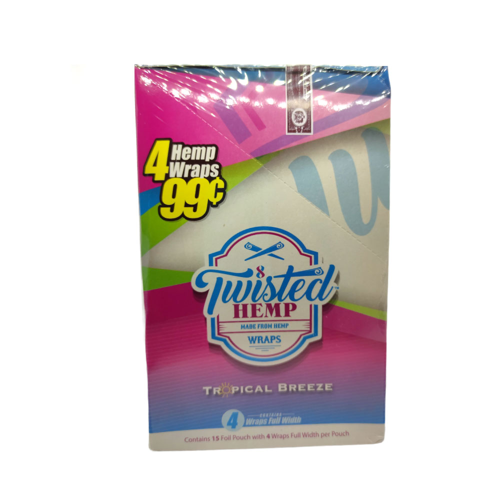 Papel para cigarrillo Twisted Hemp Wraps Tropical Breezex caja x 15
